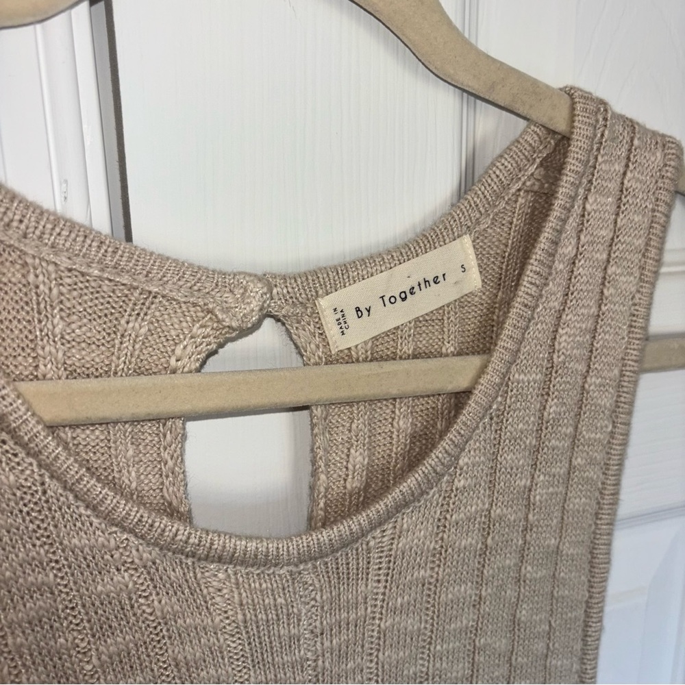 By Together Women's Ribbed Beige Jumpsuit